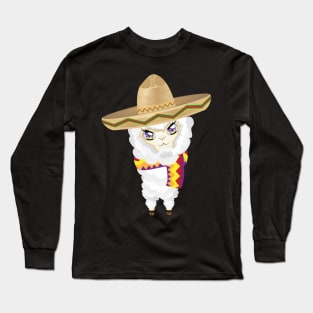 Cute little alpaca in sombrero Long Sleeve T-Shirt